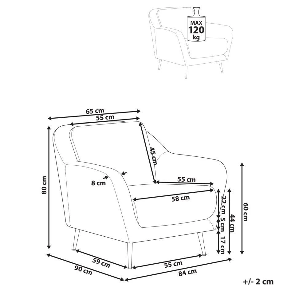 EIBY - Fauteuil - Beige - Bouclé 6 EIBY - Fauteuil - Beige - Bouclé - Afbeelding 4