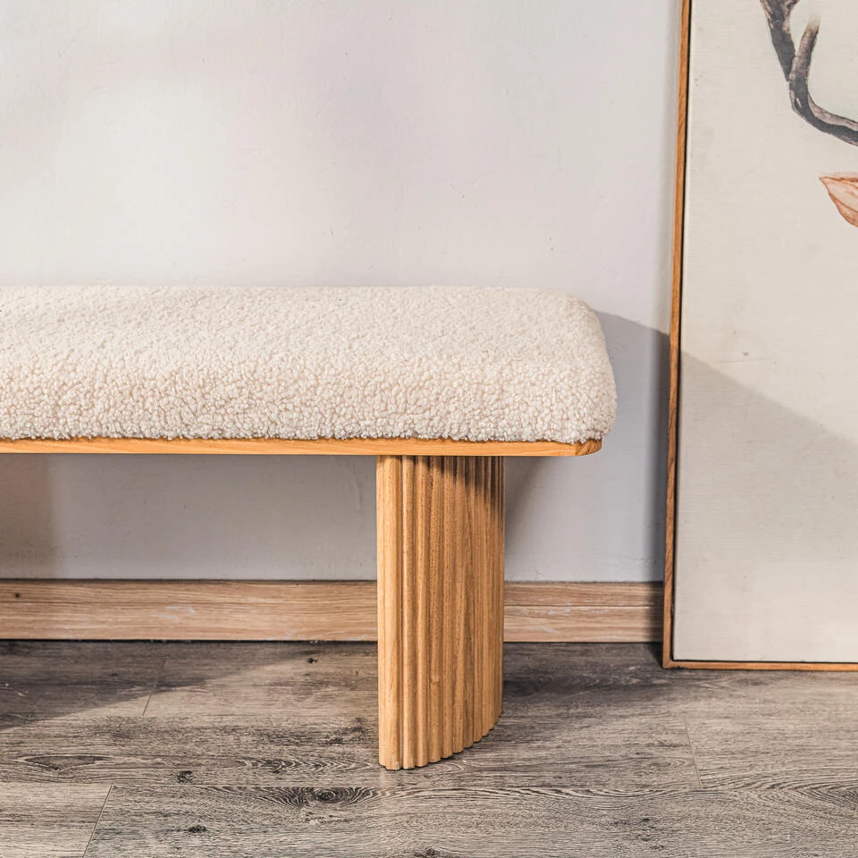 Bank Van Massief Hout En Witte Lussen 10 Bank Van Massief Hout En Witte Lussen - Afbeelding 8