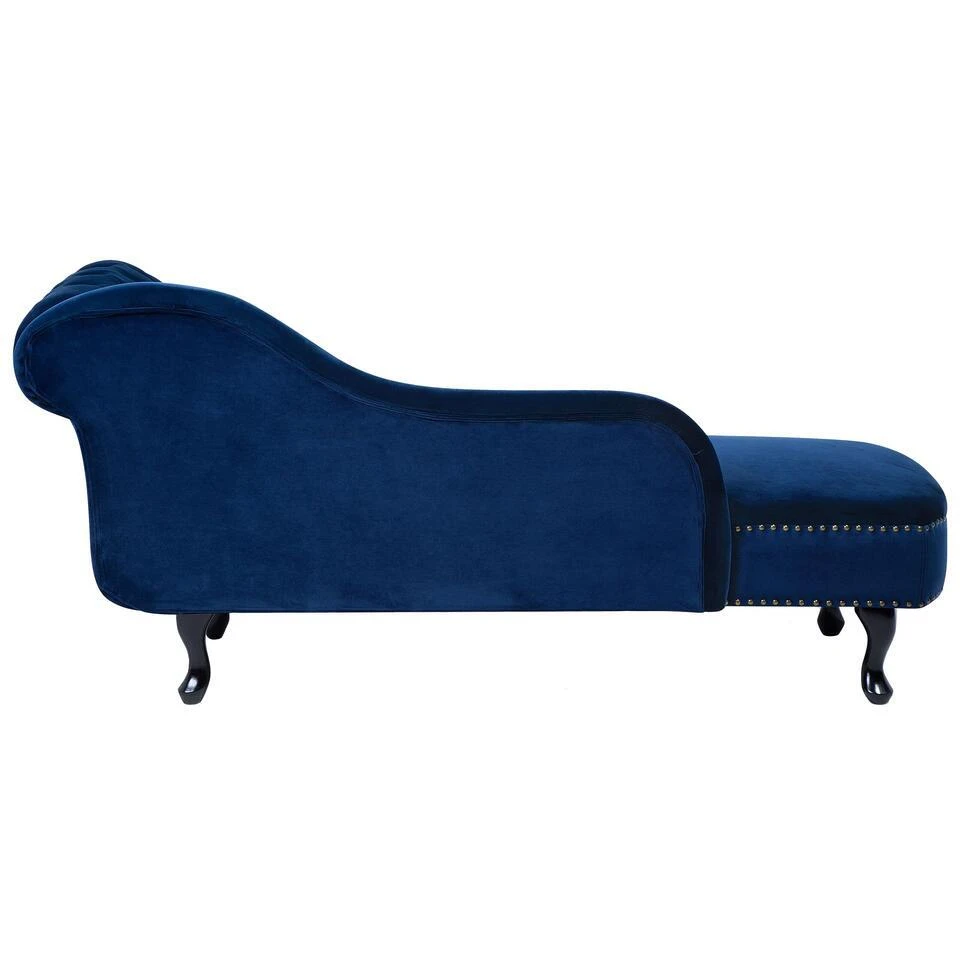 NIMES - Chaise Longue - Blauw - Rechterzijde - Fluweel 8 NIMES - Chaise Longue - Blauw - Rechterzijde - Fluweel - Afbeelding 6
