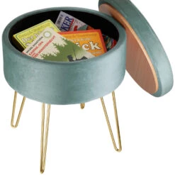 Tectake Hocker Ava Gestoffeerd In Fluweellook 300kg Met Opbergruimte, Turkoois -LeenBakker Winkel 2070458243724d02b97de2e994c4431c