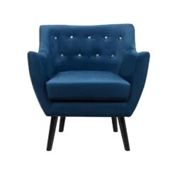 Beliani Fauteuil DRAMMEN - Blauw Fluweel -LeenBakker Winkel 2073ec31607b4fc1bfcff42f2bde1aa1