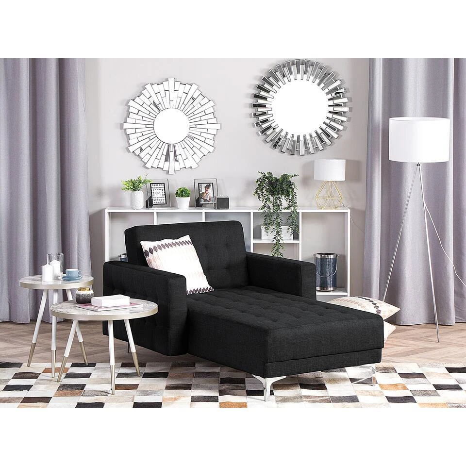 ABERDEEN - Chaise Longue - Grijs - Symmetrisch - Polyester 4 ABERDEEN - Chaise Longue - Grijs - Symmetrisch - Polyester - Afbeelding 2