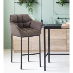 CLP Barkruk Damaso Zwart Frame - Stof - Grijs -LeenBakker Winkel 224d357e0cea4146b31c16227bca8d2c