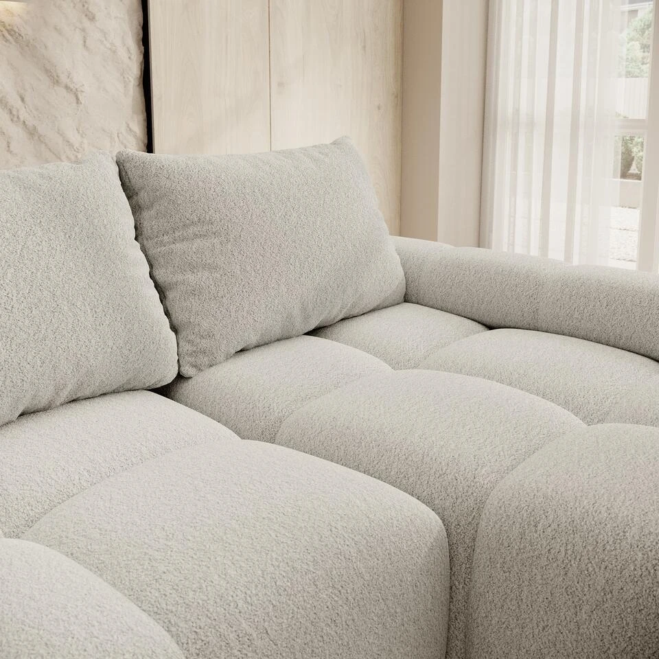 Meubella - Broome - Hoekbank 3-zits - Grijs Teddystof - Rechts 6 Meubella - Broome - Hoekbank 3-zits - Grijs Teddystof - Rechts - Afbeelding 4