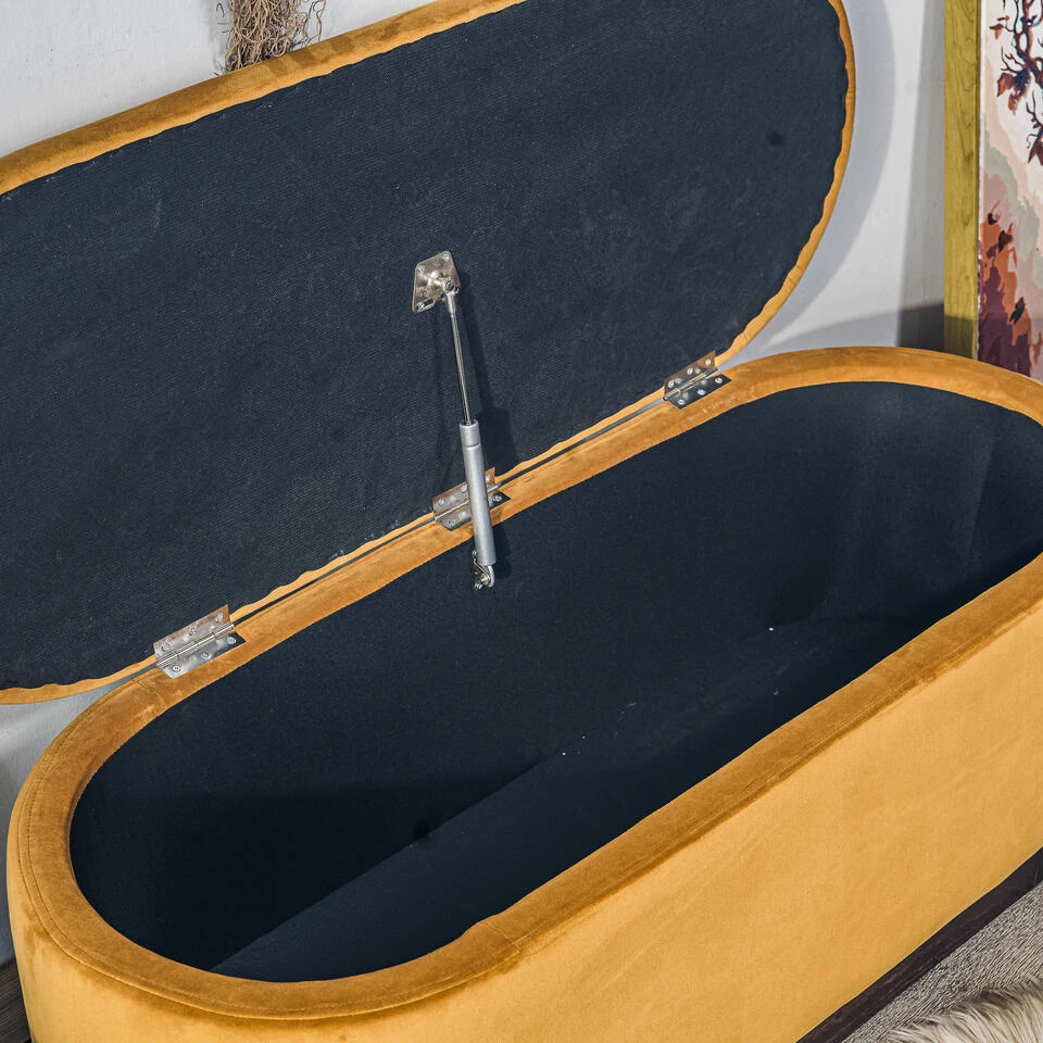 Bank Met Opbergruimte En Mosterdgeel Fluweel 8 Bank Met Opbergruimte En Mosterdgeel Fluweel - Afbeelding 6