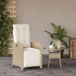 VidaXL - Verstelbare Tuinstoel Met Voetensteun - Beige - Poly Rattan -LeenBakker Winkel 25fc1848340642ceb8154594c190c903