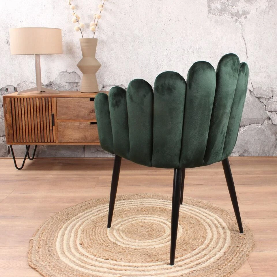 DS4U - Flower Eetkamerstoel Velvet Groen 7 DS4U - Flower Eetkamerstoel Velvet Groen - Afbeelding 5