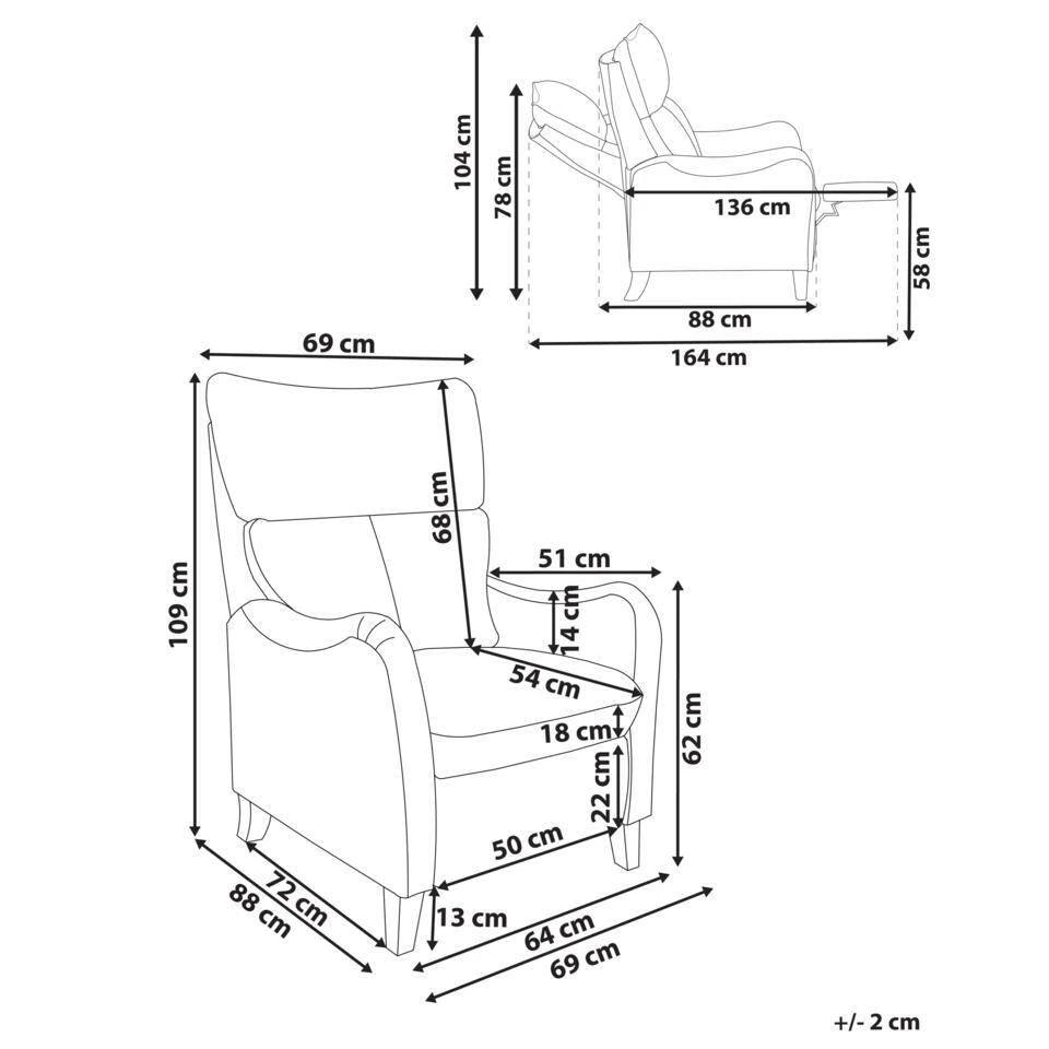 ROYSTON - TV-fauteuil - Bruin - Kunstleer 6 ROYSTON - TV-fauteuil - Bruin - Kunstleer - Afbeelding 4