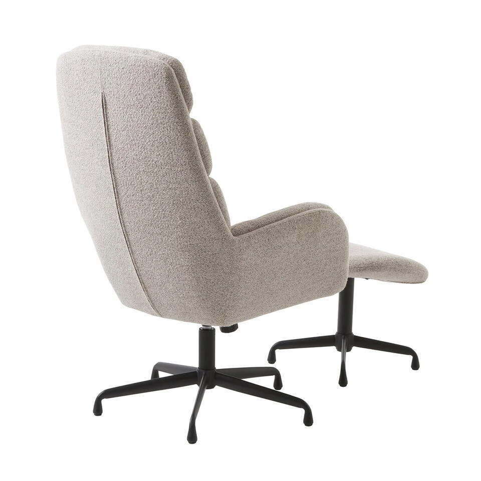 Fauteuil Bouclé Taupe/Zwart - Voetenbank - 70x77x110cm - Sifton 8 Fauteuil Bouclé Taupe/Zwart - Voetenbank - 70x77x110cm - Sifton - Afbeelding 6