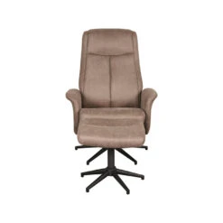 LABEL51 Fauteuil Bergen - Taupe - Micro Suede - Incl. Hocker - 62x77x53 Cm -LeenBakker Winkel 2787cc6341204c7b938b929f87859c8f