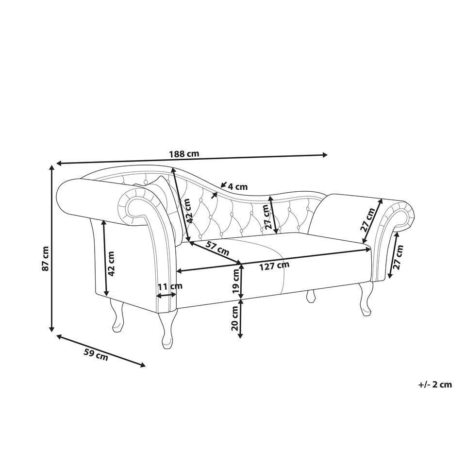 LATTES - Chaise Longue - Grijs - Linkerzijde - Fluweel 5 LATTES - Chaise Longue - Grijs - Linkerzijde - Fluweel - Afbeelding 3