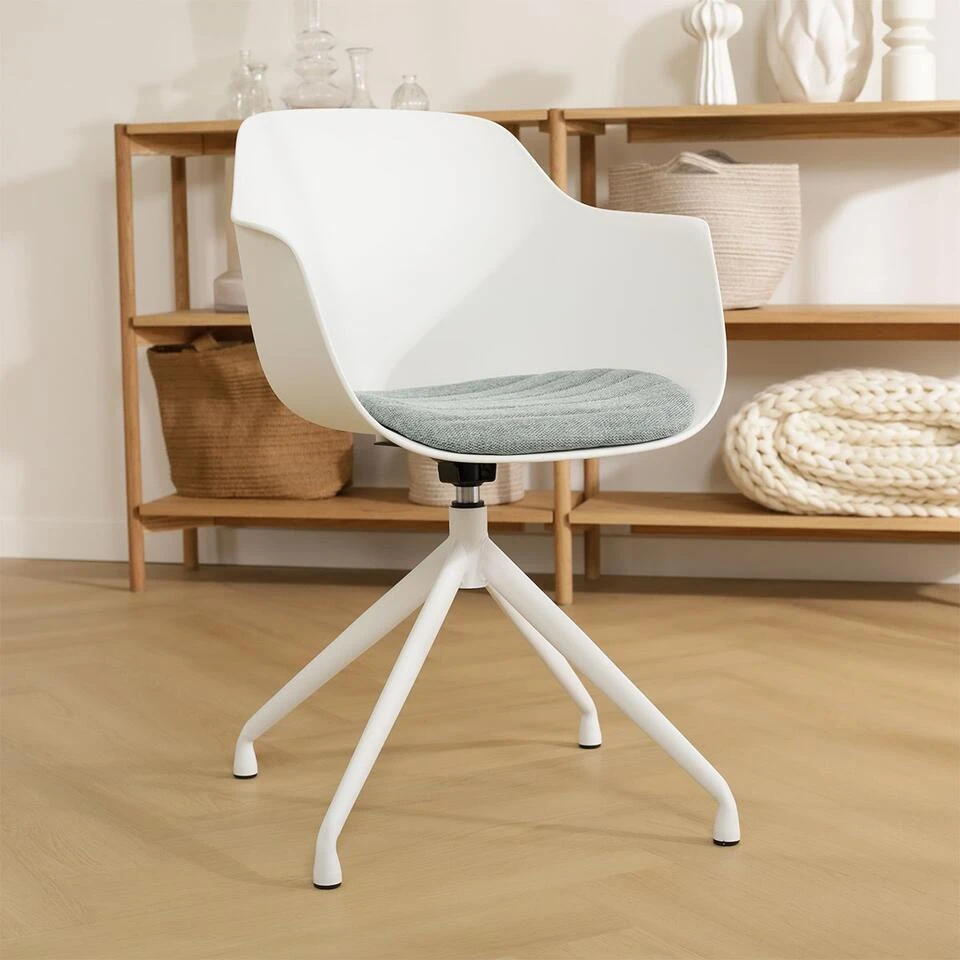 Nolon Nola-Liz Eetkamerstoel Wit - Zacht Groen - Draaibaar - Wit 4 Nolon Nola-Liz Eetkamerstoel Wit - Zacht Groen - Draaibaar - Wit - Afbeelding 2