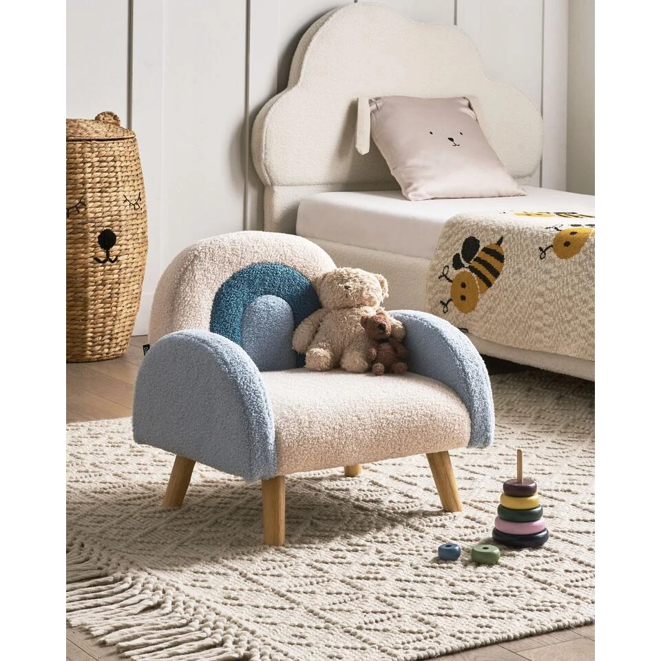 OMBO - Kinderfauteuil - Lichtblauw - Bouclé 4 OMBO - Kinderfauteuil - Lichtblauw - Bouclé - Afbeelding 2