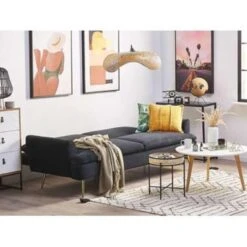 Beliani Slaapbank - VETTRE Zwart Fluweel 8 Beliani Slaapbank - VETTRE Zwart Fluweel -LeenBakker Winkel 2a808c5a5a554707a3e57c4ae150c35a