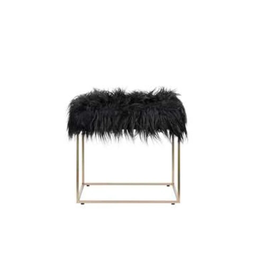 Beliani Hocker MANHATTAN - Zwart Polyester 5 Beliani Hocker MANHATTAN - Zwart Polyester - Afbeelding 3