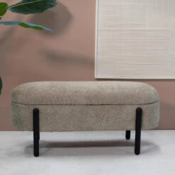 Opbergbank Stof Taupe - Met Opbergruimte - 108x41x48cm - Vieve -LeenBakker Winkel 2ca9a0394d6547ea909119550f777a97