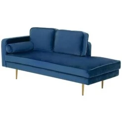 MIRAMAS - Chaise Longue - Blauw - Linkerzijde - Fluweel -LeenBakker Winkel 2cee0e31660a4d40bfdd1005acdba90f
