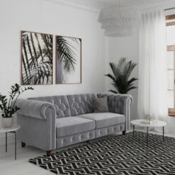 Felix - 3-zits Slaapbank In Lichtgrijs Fluweel -LeenBakker Winkel 2d33e3e121e74de88c70f8f72a60df6c