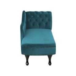 NIMES - Chaise Longue - Blauwgroen - Rechterzijde - Fluweel -LeenBakker Winkel 2d6a9f9371d04adb825efac9822e51cc