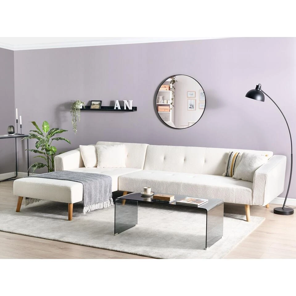 VADSO - Hoekslaapbank - Gebroken Wit - Rechterzijde - Bouclé 4 VADSO - Hoekslaapbank - Gebroken Wit - Rechterzijde - Bouclé - Afbeelding 2