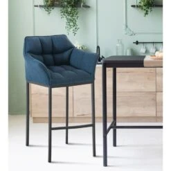 CLP Barkruk Damaso Zwart Frame - Stof - Blauw -LeenBakker Winkel 2e1a1eb6e8d34ee1b084f1c09d460bdc