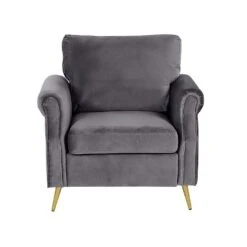 Beliani Fauteuil VIETAS - Grijs Fluweel -LeenBakker Winkel 2ea6dcf8bd144e32bbca0146416b60e9