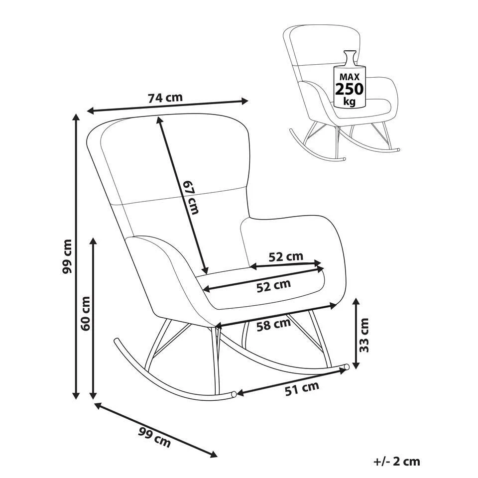 ANASET - Schommelstoel - Oranje - Bouclé 5 ANASET - Schommelstoel - Oranje - Bouclé - Afbeelding 3
