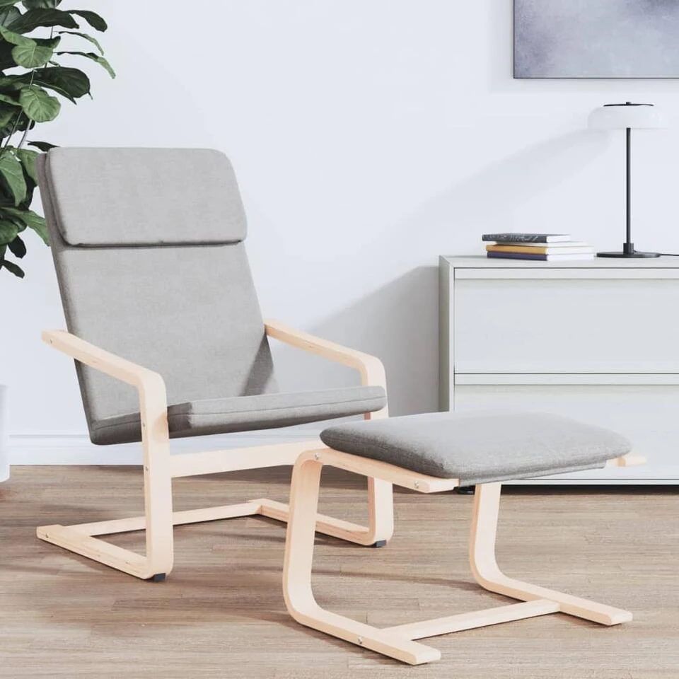 VidaXL - Voetenbank - Grijs - Stof 5 VidaXL - Voetenbank - Grijs - Stof - Afbeelding 3