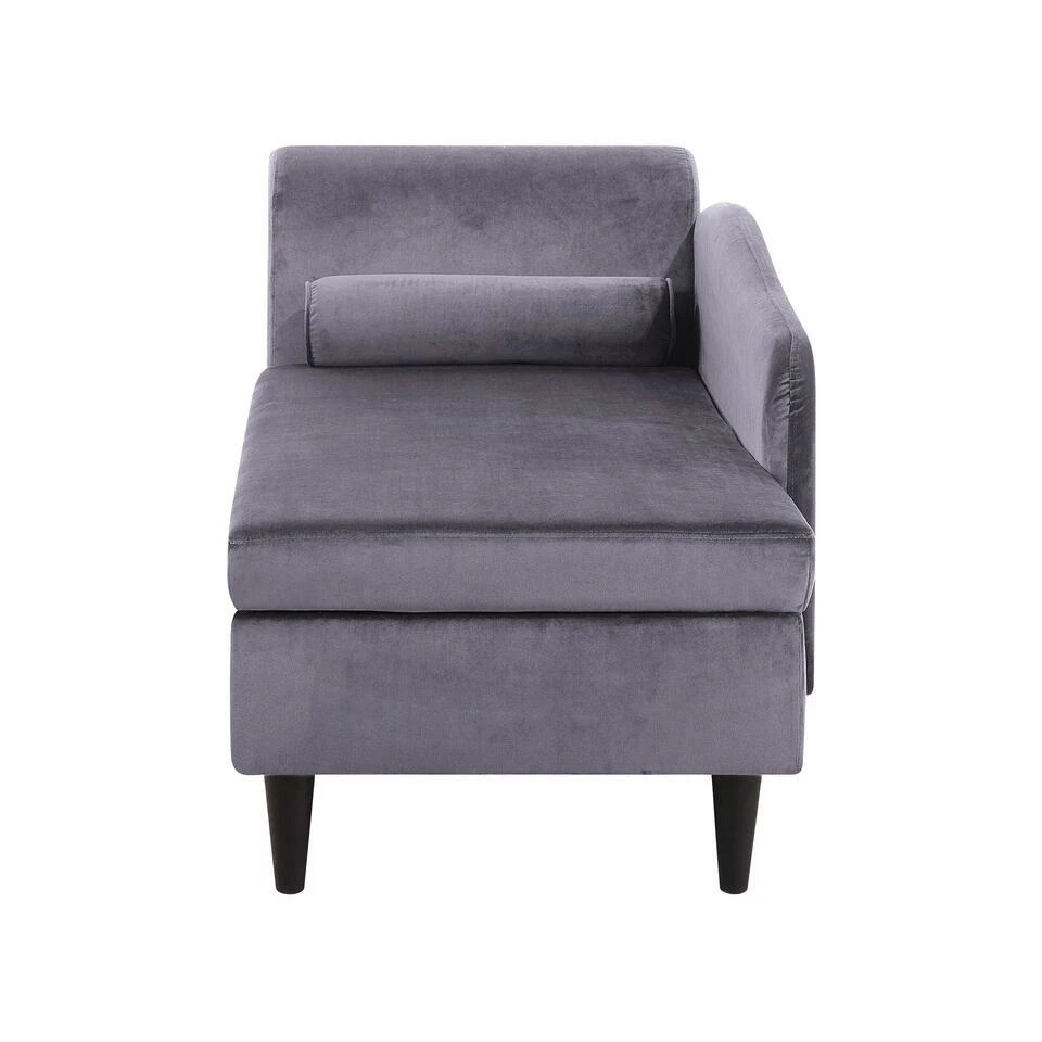 LUIRO - Chaise Longue - Donkergrijs - Linkerzijde - Fluweel 7 LUIRO - Chaise Longue - Donkergrijs - Linkerzijde - Fluweel - Afbeelding 5