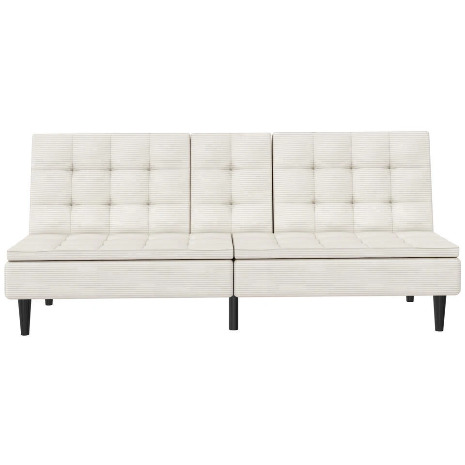 Maine - Slaapbank In Crèmekleurige Ribstof 5 Maine - Slaapbank In Crèmekleurige Ribstof - Afbeelding 3