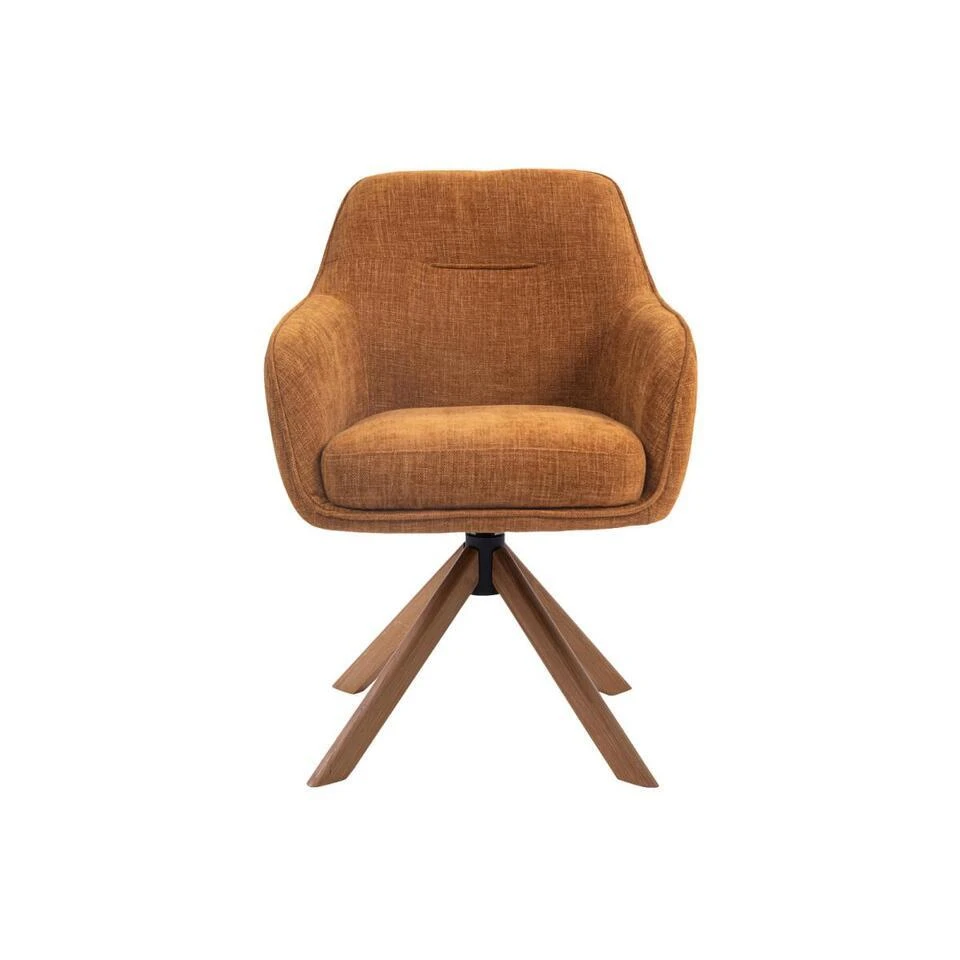 Nordic Home - Ellis Armstoel Stof - Roestbruin 4 Nordic Home - Ellis Armstoel Stof - Roestbruin - Afbeelding 2