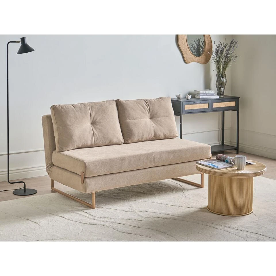 JERSLEV - 3-zits Slaapbank - Lichtbruin - Stof 4 JERSLEV - 3-zits Slaapbank - Lichtbruin - Stof - Afbeelding 2