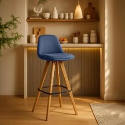 CLP Set Van 2 Barkruk Corbin Natura Frame - Stof - Blauw -LeenBakker Winkel 354de16243dd4db0980a77755e6bc768