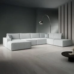 Meubella - Manolo - Hoekbank 5-zits Met Chaise Longue - Stof Grijs - Links -LeenBakker Winkel 356dd66f160147a5848b7645fe7d7962