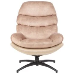 EIDE - Fauteuil Met Hocker - Beige - Fluweel -LeenBakker Winkel 36483a0274ba48c38550ff81cbc2a4ed