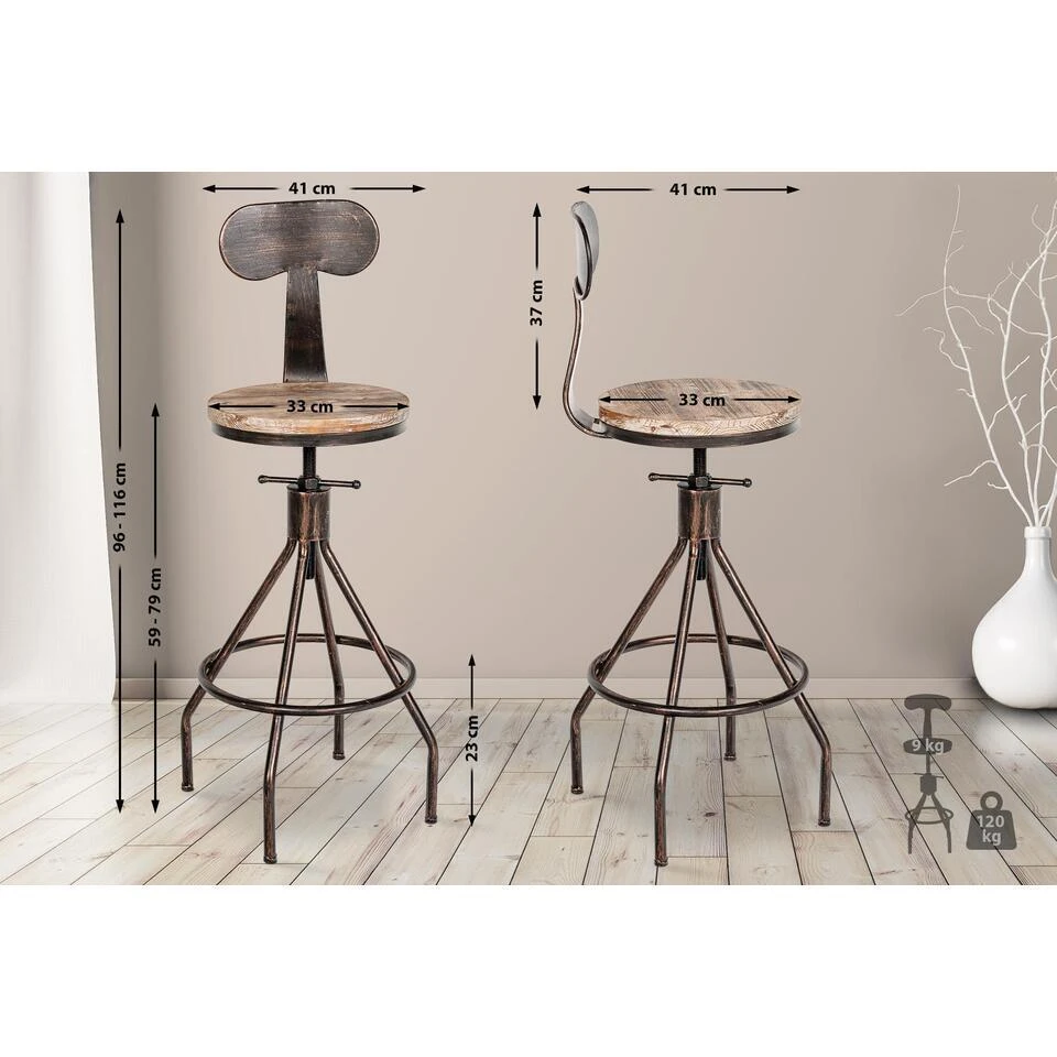 CLP Barkruk Hanam Bronzen Frame - Hout - Bronzen 4 CLP Barkruk Hanam Bronzen Frame - Hout - Bronzen - Afbeelding 2