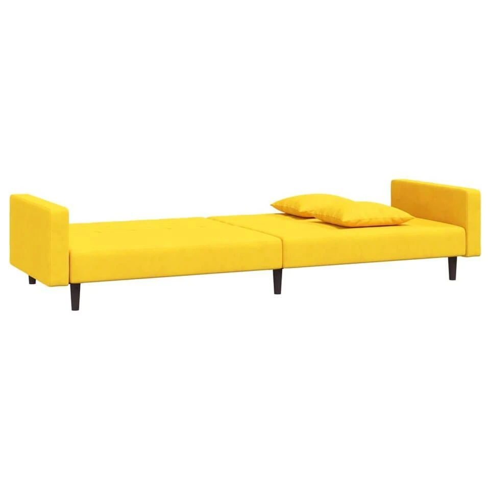 VidaXL - Slaapbank 2-zits - Geel - Fluweel - Met Kussens 8 VidaXL - Slaapbank 2-zits - Geel - Fluweel - Met Kussens - Afbeelding 6