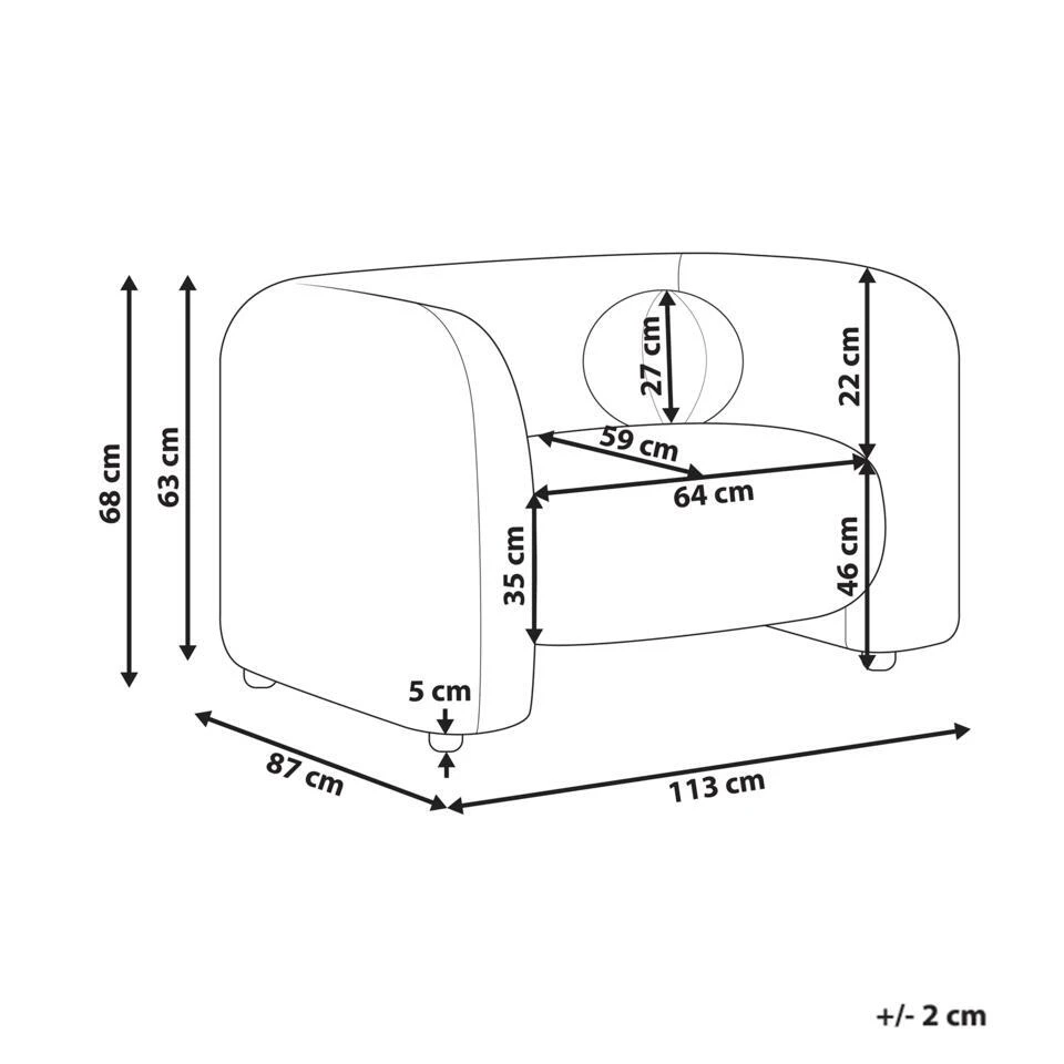 LEIREN - Fauteuil - Beige - Bouclé 6 LEIREN - Fauteuil - Beige - Bouclé - Afbeelding 4