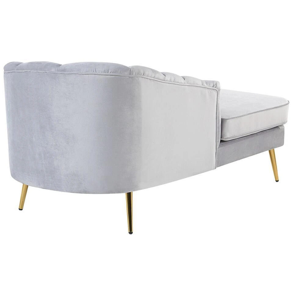ALLIER - Chaise Longue - Grijs - Rechterzijde - Fluweel 8 ALLIER - Chaise Longue - Grijs - Rechterzijde - Fluweel - Afbeelding 6