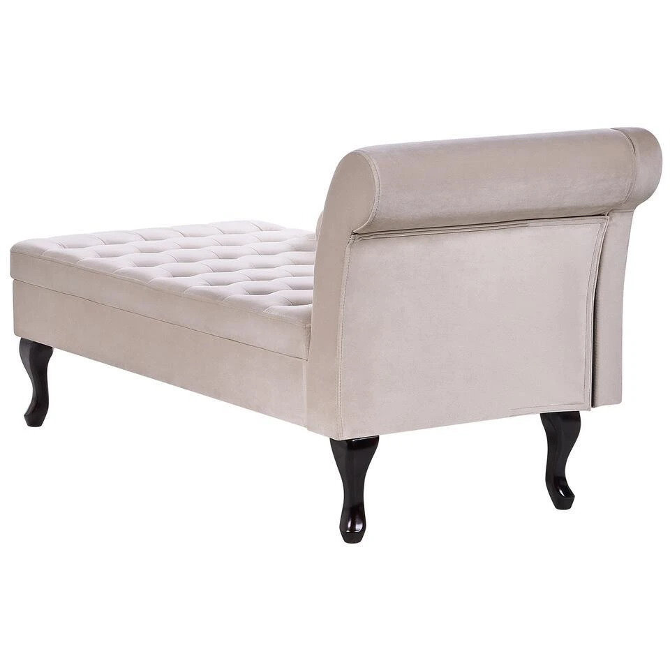 PESSAC - Chaise Longue - Beige - Rechterzijde - Fluweel 12 PESSAC - Chaise Longue - Beige - Rechterzijde - Fluweel - Afbeelding 10