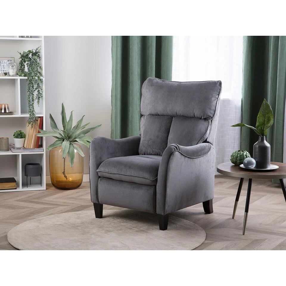 Beliani TV-fauteuil ROYSTON - Grijs Polyester 4 Beliani TV-fauteuil ROYSTON - Grijs Polyester - Afbeelding 2