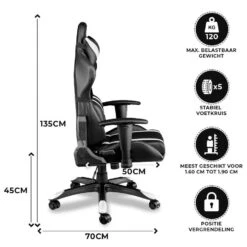 Ocazi Chicago Gaming Stoel - Bureaustoel - Zwart/Wit 12 Ocazi Chicago Gaming Stoel - Bureaustoel - Zwart/Wit -LeenBakker Winkel 3ab99e79bcfc4d1498deb284be37e9e4
