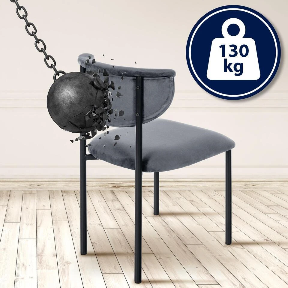 CLP Eetkamerstoel Gambell Fluweel - Donkergrijs 6 CLP Eetkamerstoel Gambell Fluweel - Donkergrijs - Afbeelding 4