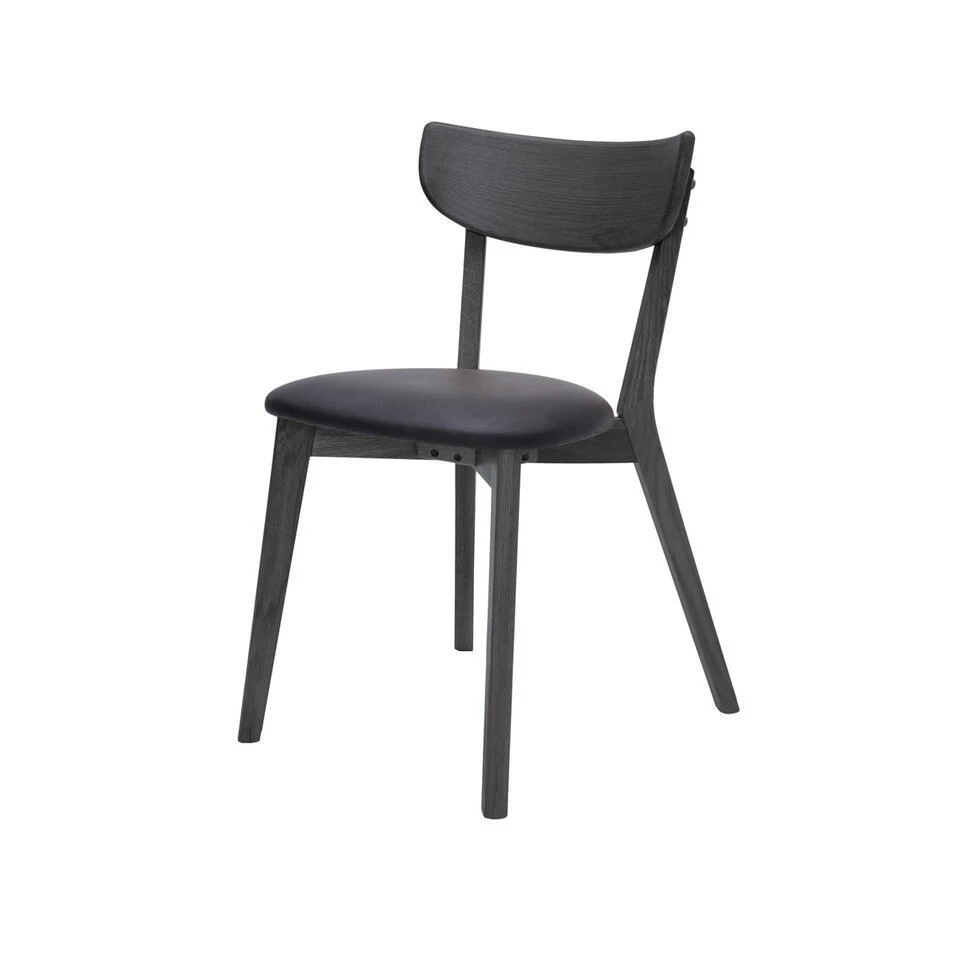 Eetkamerstoel Zwart Eikenhout - Zithoogte 48,5cm - Pero - Set Van 2 5 Eetkamerstoel Zwart Eikenhout - Zithoogte 48,5cm - Pero - Set Van 2 - Afbeelding 3