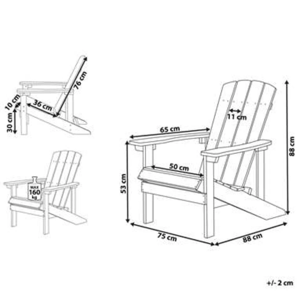 ADIRONDACK - Tuinstoel - Grijs - Kunsthout 10 ADIRONDACK - Tuinstoel - Grijs - Kunsthout - Afbeelding 8