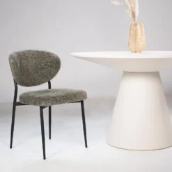 Eetkamerstoel Stof Groen - Zithoogte 49cm - 57x48x80cm - Vajèn - Set Van 2 -LeenBakker Winkel 3da7551bd03c43039056619df54c8409