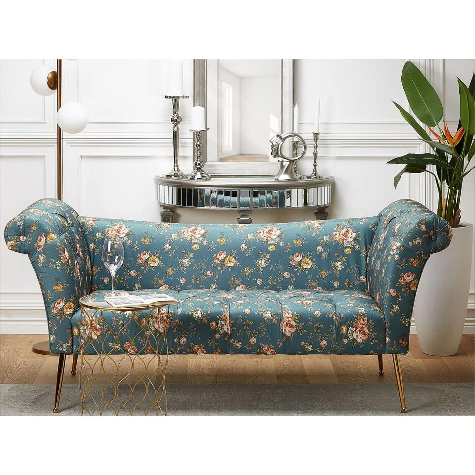 NANTILLY - Chaise Longue - Blauw - Symmetrisch - Fluweel 4 NANTILLY - Chaise Longue - Blauw - Symmetrisch - Fluweel - Afbeelding 2