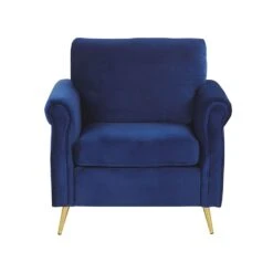 Beliani Fauteuil VIETAS - Blauw Fluweel -LeenBakker Winkel 3e5bba79a30c476ea00f3ea6588b400f