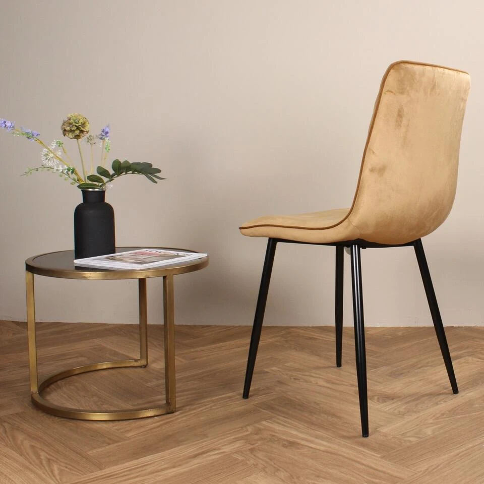 DS4U - Gaby Eetkamerstoel Velvet Goud 7 DS4U - Gaby Eetkamerstoel Velvet Goud - Afbeelding 5