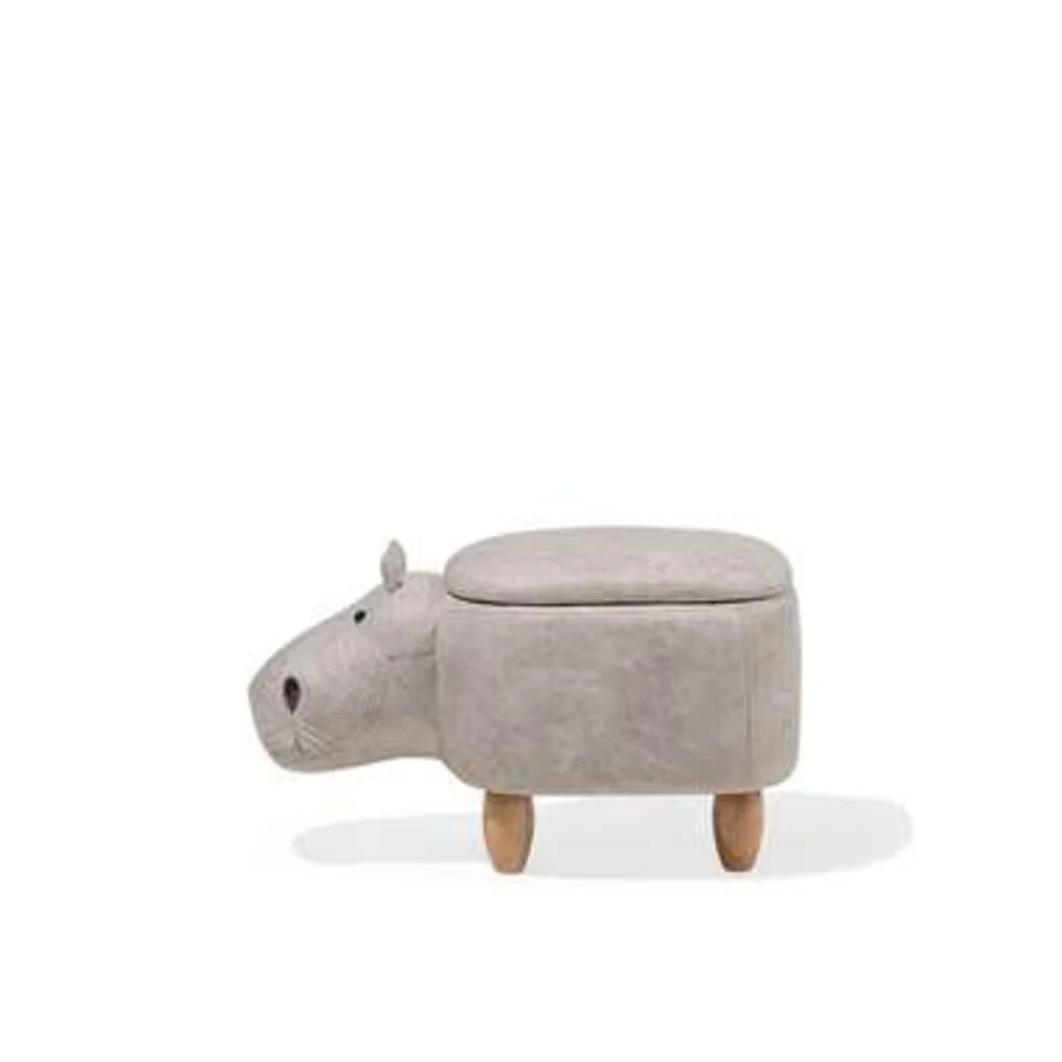 Beliani Dierenhocker HIPPO - Grijs Kunstleer 4 Beliani Dierenhocker HIPPO - Grijs Kunstleer - Afbeelding 2